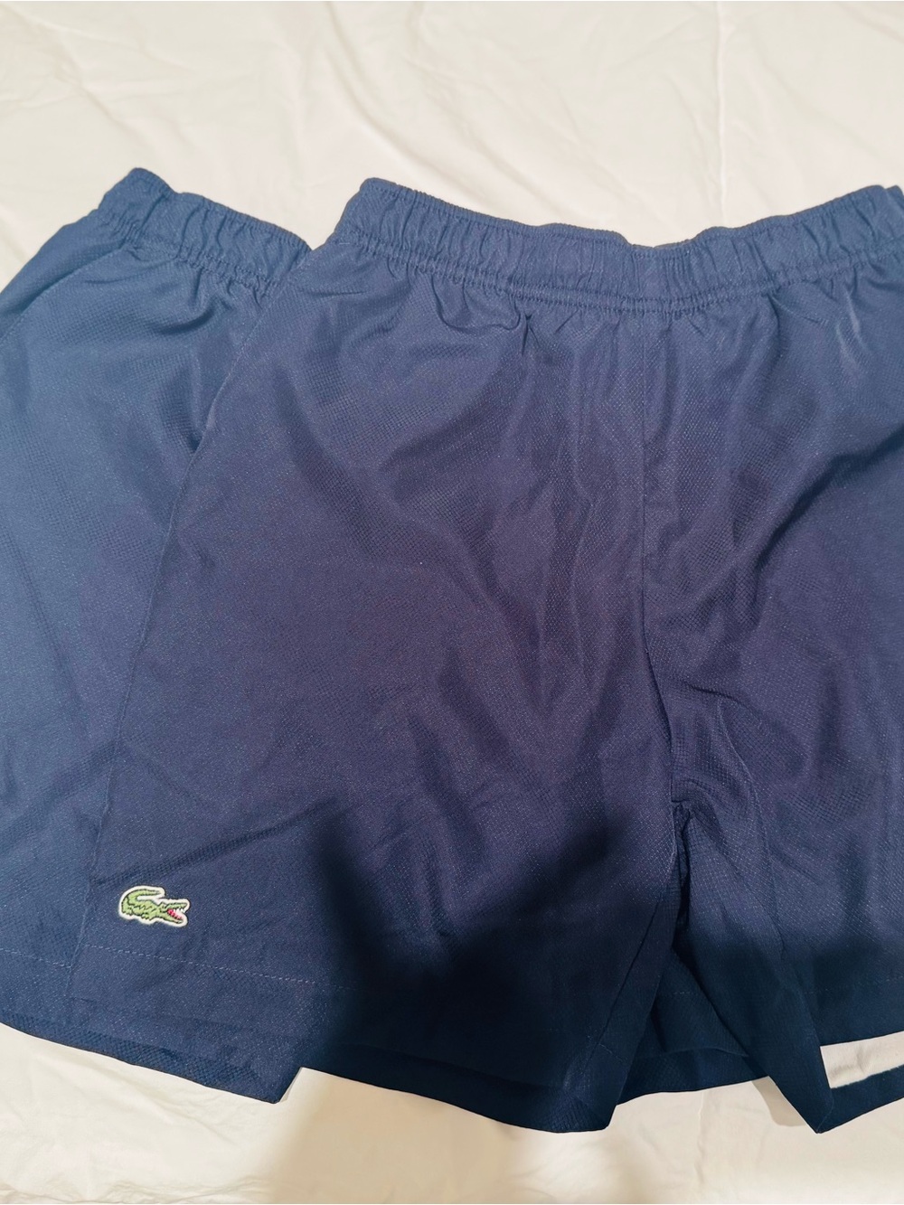 Set Two pairs Lacoste Navy Drawstring Sport Shorts with Crocodile Patch size 10